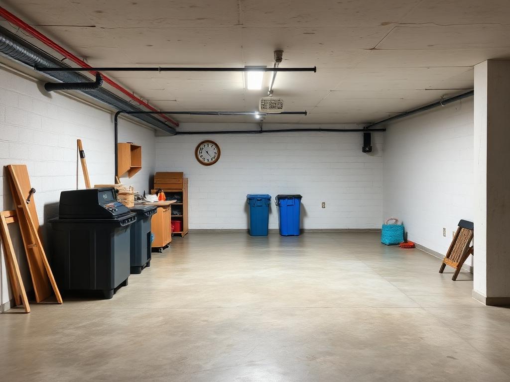 Empty cleaned basement after junk removal