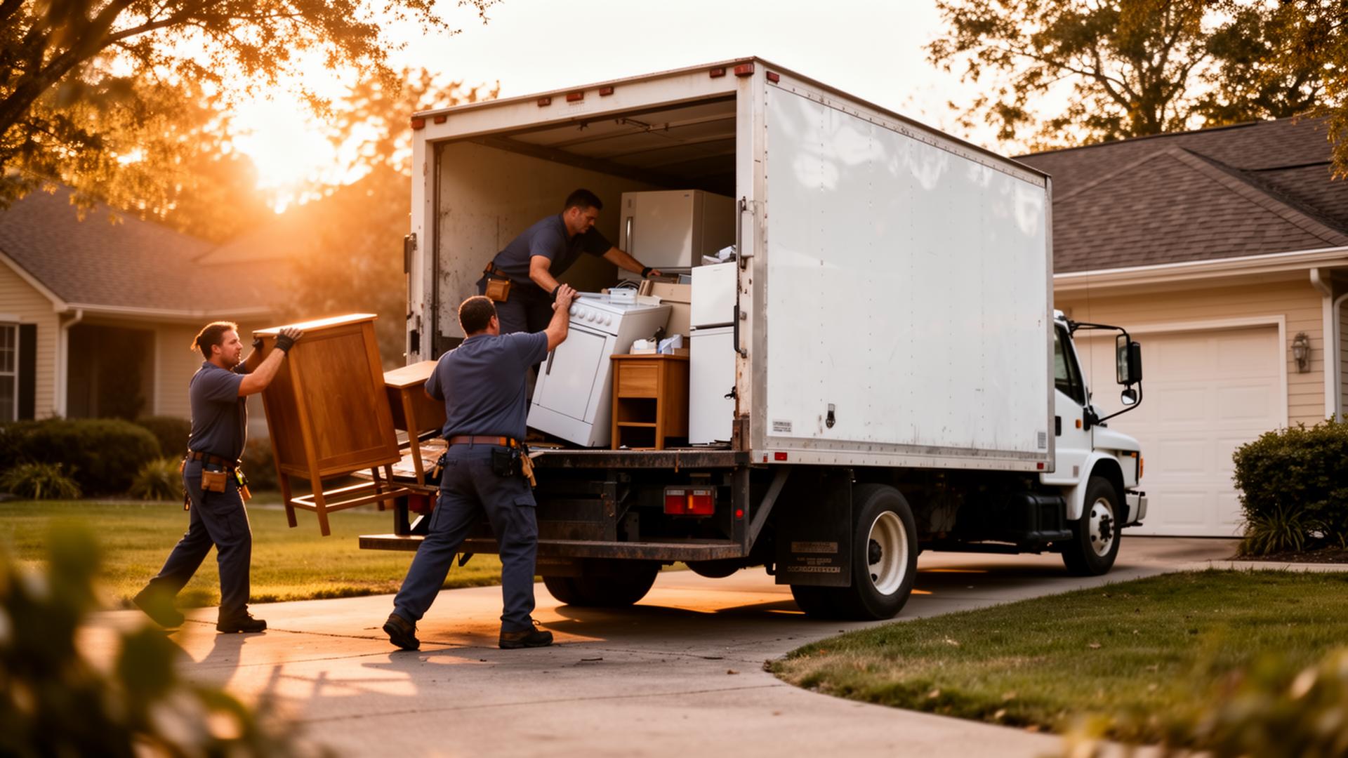 973 Junk Removal crew loading appliances into truck in Wayne, NJ