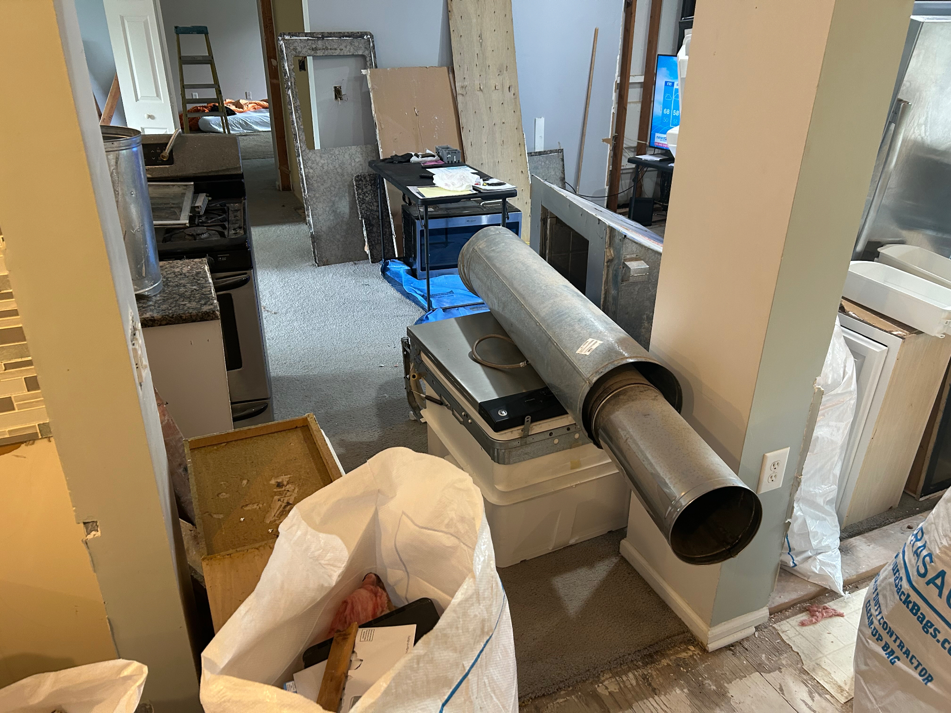 Old HVAC unit and ductwork removal with basement space cleared in New Jersey — before